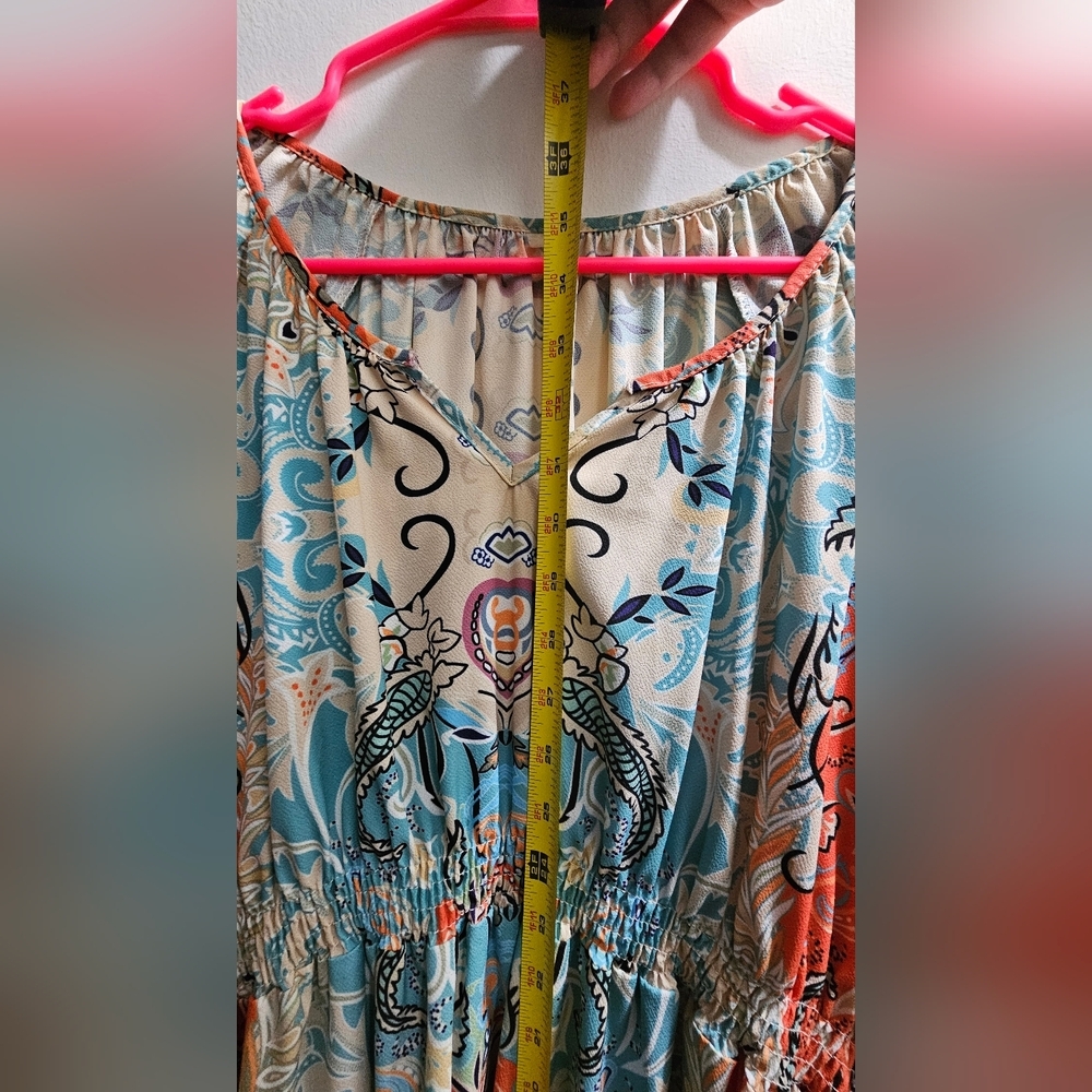 Bohemian | MultiColor | Stretchy Loose Fitting | Casual Maxi Dress - Picture 12 of 12